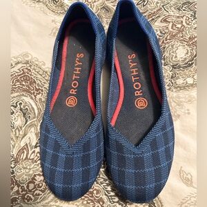 ROTHY’S Women’s Size 7 Navy Plaid Print Flat Shoes